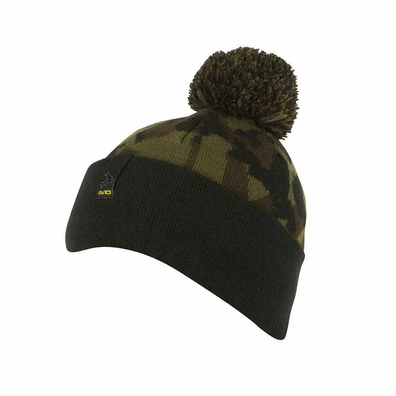 Avid Carp Black and Camo Bobble Hat Super Prix