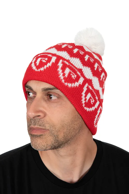 Bonnet Fox Rage Red & White Bobble Hat Solde