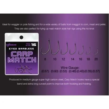 Affaire À Saisir Hameçons DRENNAN Carp Match Eyed barbless n°12