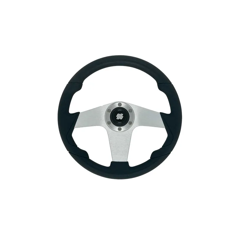 Black leather-wrapped boat steering wheel, Ø 350 mm, 3 aluminum spokes Affaire À Saisir