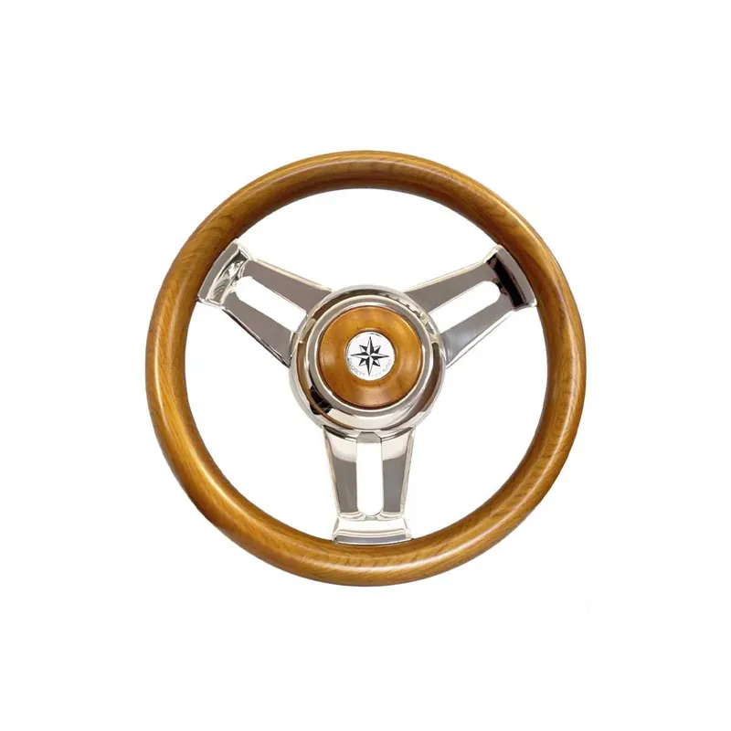 Volante per barca in teak Ø 350 mm, 3 razze in acciaio inox Meilleur Choix